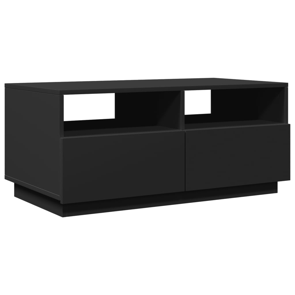 Coffee Table with LED Lights Black 90x49x40 cm
