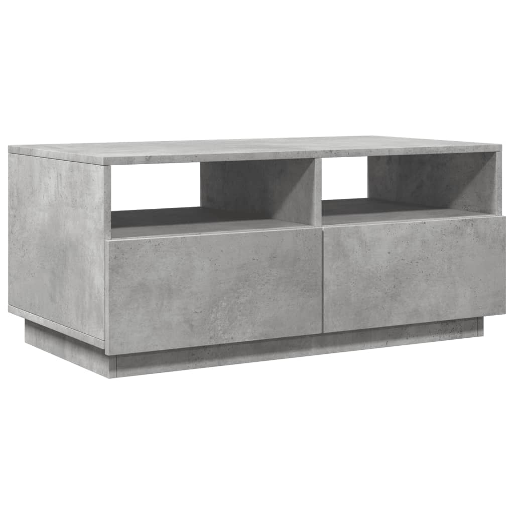 Coffee Table with LED Lights Concrete Grey 90x49x40 cm