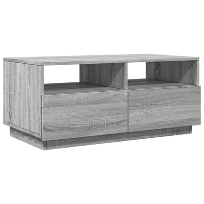 Coffee Table with LED Lights Grey Sonoma 90x49x40 cm