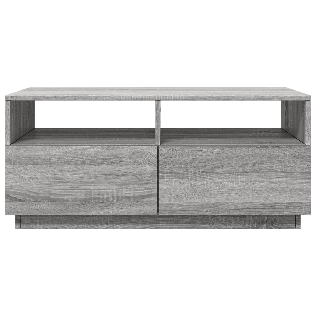 Coffee Table with LED Lights Grey Sonoma 90x49x40 cm