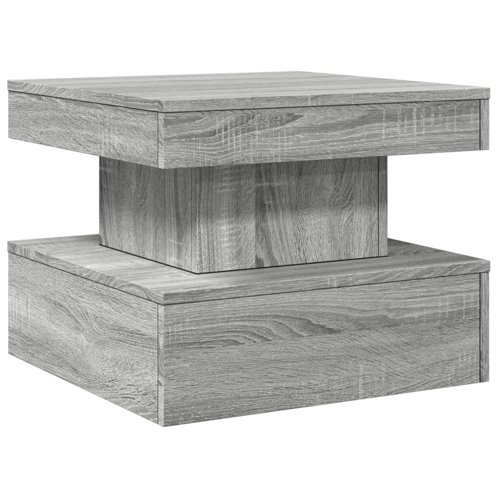 Coffee Table with LED Lights Grey Sonoma 50x50x40 cm