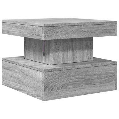 Coffee Table with LED Lights Grey Sonoma 50x50x40 cm