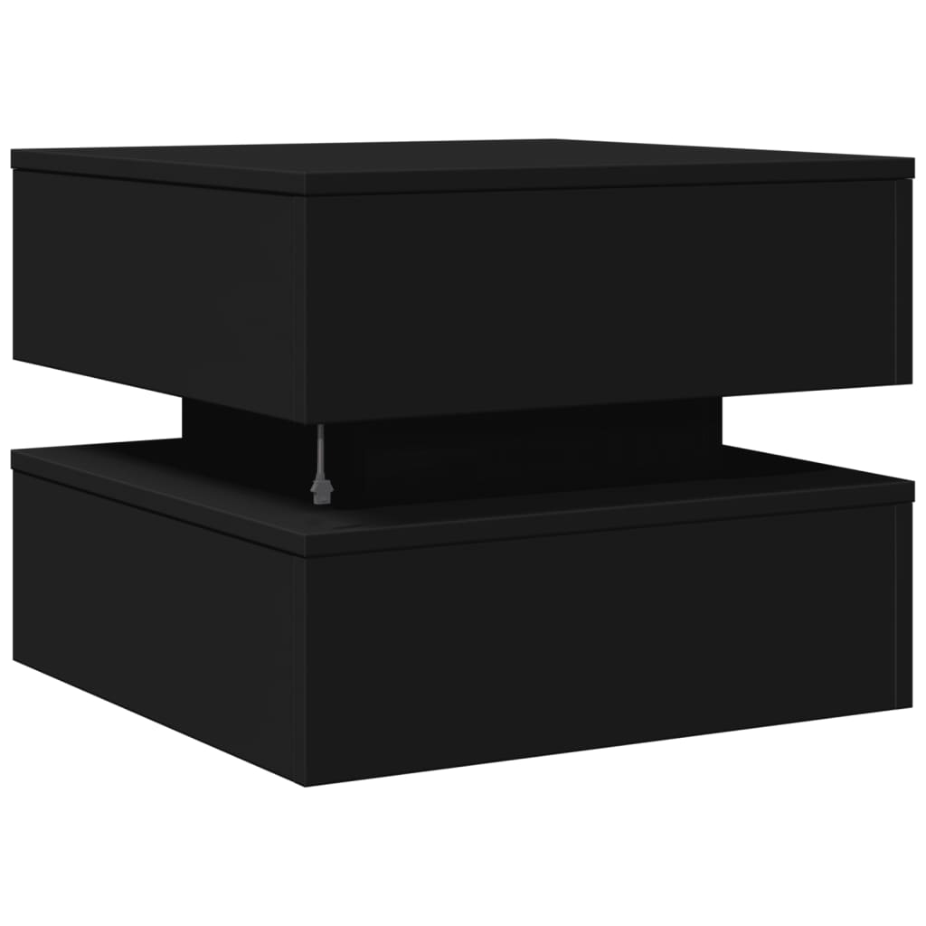 Coffee Table with LED Lights Black 50x50x40 cm
