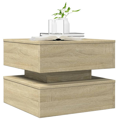 Coffee Table with LED Lights Sonoma Oak 50x50x40 cm