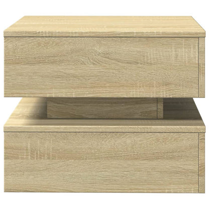 Coffee Table with LED Lights Sonoma Oak 50x50x40 cm