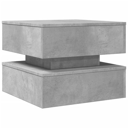 Coffee Table with LED Lights Concrete Grey 50x50x40 cm