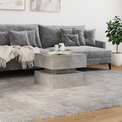 Coffee Table with LED Lights Concrete Grey 50x50x40 cm