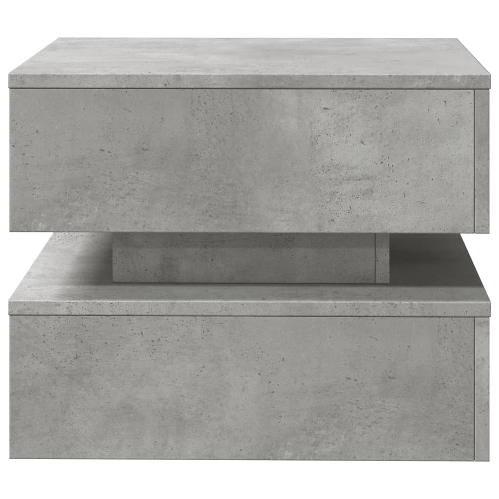 Coffee Table with LED Lights Concrete Grey 50x50x40 cm