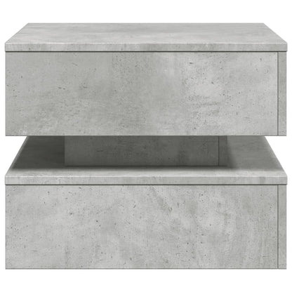 Coffee Table with LED Lights Concrete Grey 50x50x40 cm