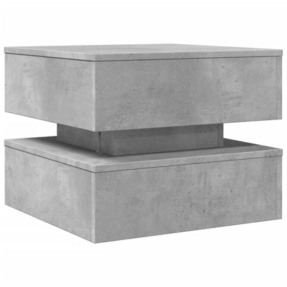 Coffee Table with LED Lights Concrete Grey 50x50x40 cm