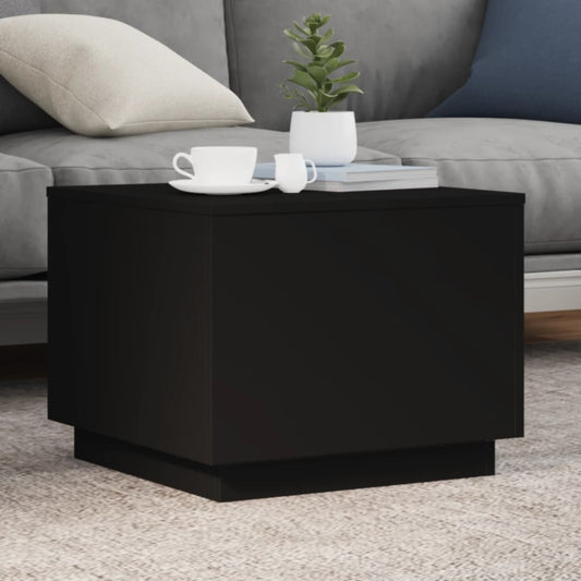 Coffee Table with LED Lights Black 50x50x40 cm