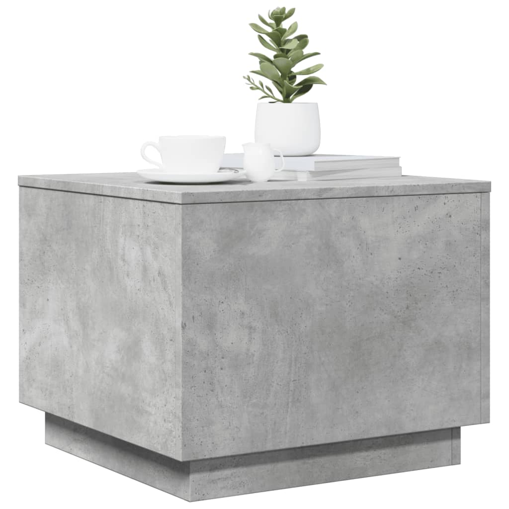 Coffee Table with LED Lights Concrete Grey 50x50x40 cm