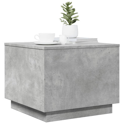 Coffee Table with LED Lights Concrete Grey 50x50x40 cm