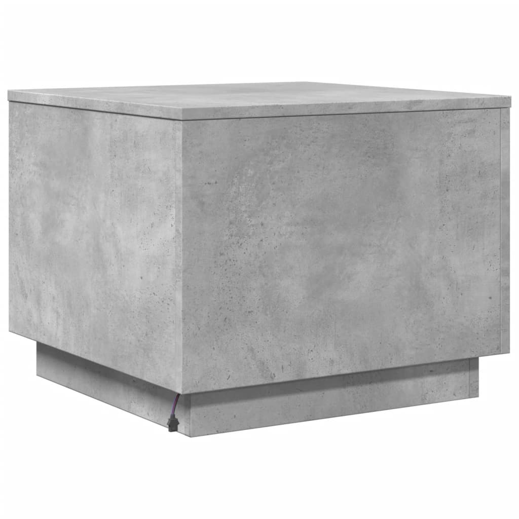Coffee Table with LED Lights Concrete Grey 50x50x40 cm