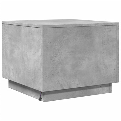 Coffee Table with LED Lights Concrete Grey 50x50x40 cm