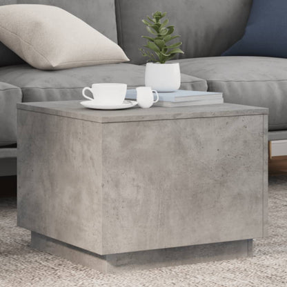 Coffee Table with LED Lights Concrete Grey 50x50x40 cm