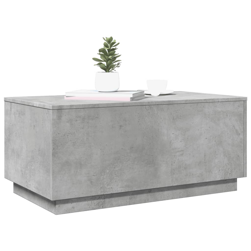 Coffee Table with LED Lights Concrete Grey 90x50x40 cm