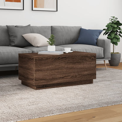 Coffee Table with LED Lights Brown Oak 90x50x40 cm