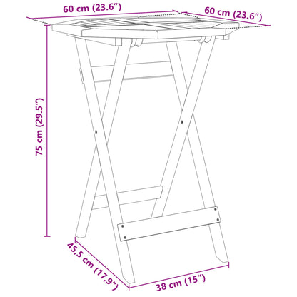 Folding Garden Table Ø60x75 cm Solid Wood Acacia