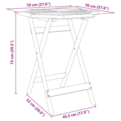 Folding Garden Table Ø70x75 cm Solid Wood Acacia