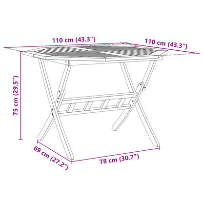 Folding Garden Table Ø110x75 cm Solid Wood Acacia