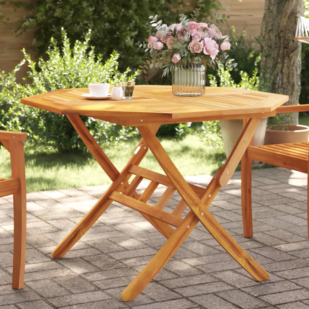 Folding Garden Table Ø110x75 cm Solid Wood Acacia