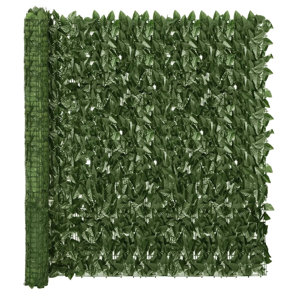 Balcony Privacy Screen with Dark Green Leaves 300x150 cm