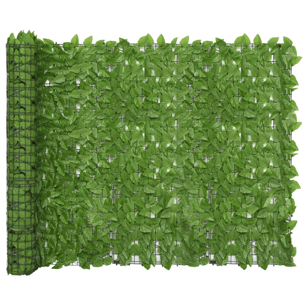 Balcony Privacy Screen with Green Leaves 300x150 cm