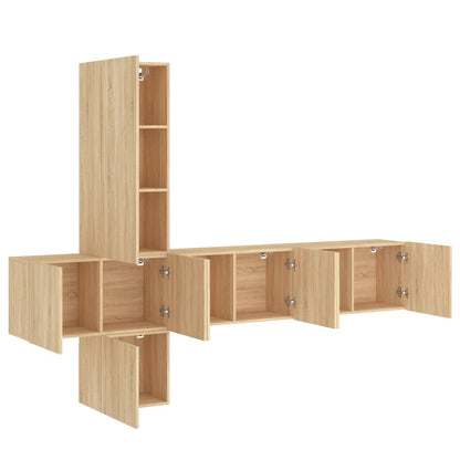 5 Piece TV Wall Units Sonoma Oak Engineered Wood