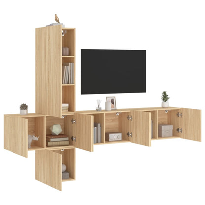 5 Piece TV Wall Units Sonoma Oak Engineered Wood