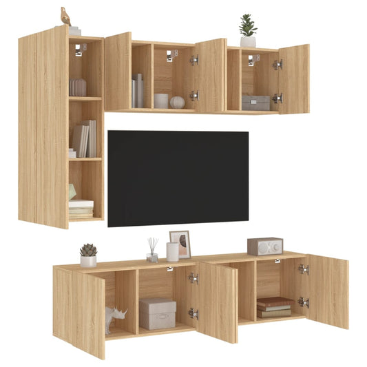 5 Piece TV Wall Units Sonoma Oak Engineered Wood