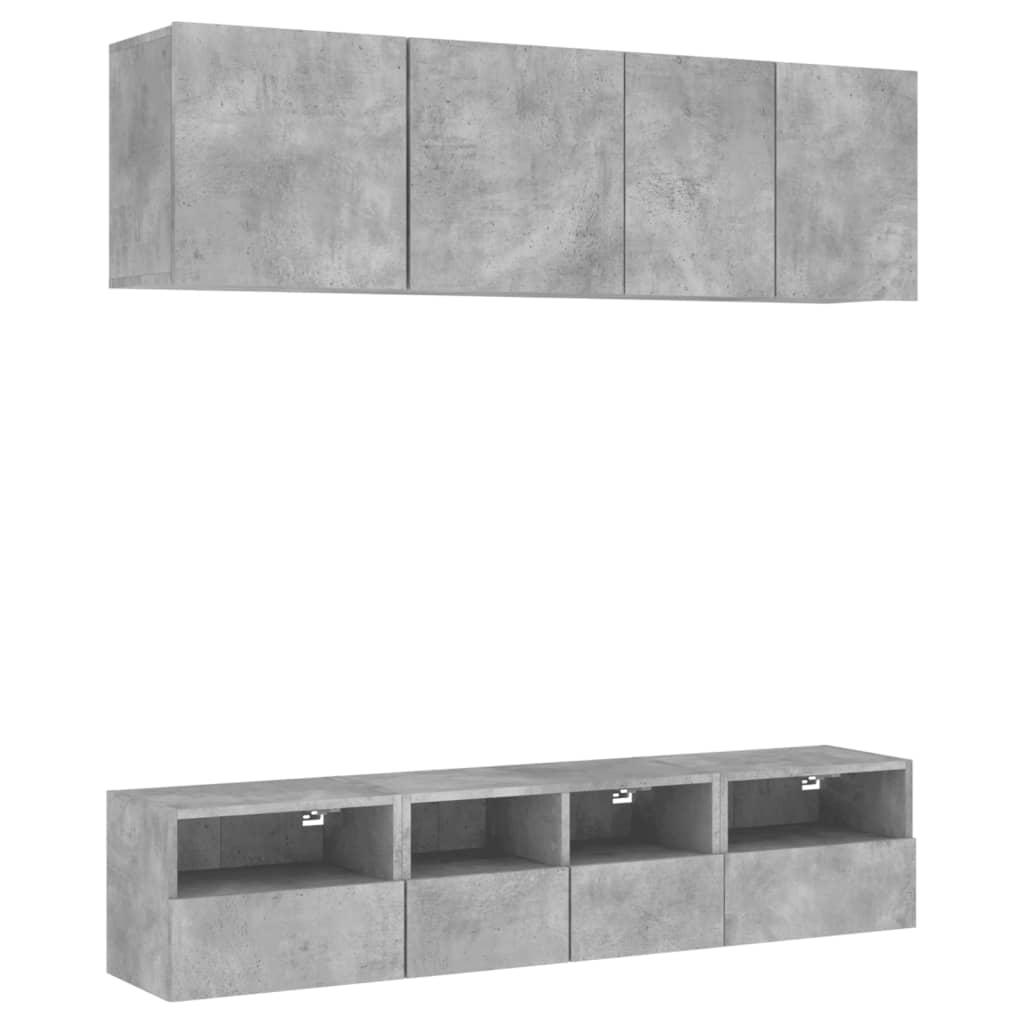 5 Piece TV Wall Units Concrete Grey Engineered Wood