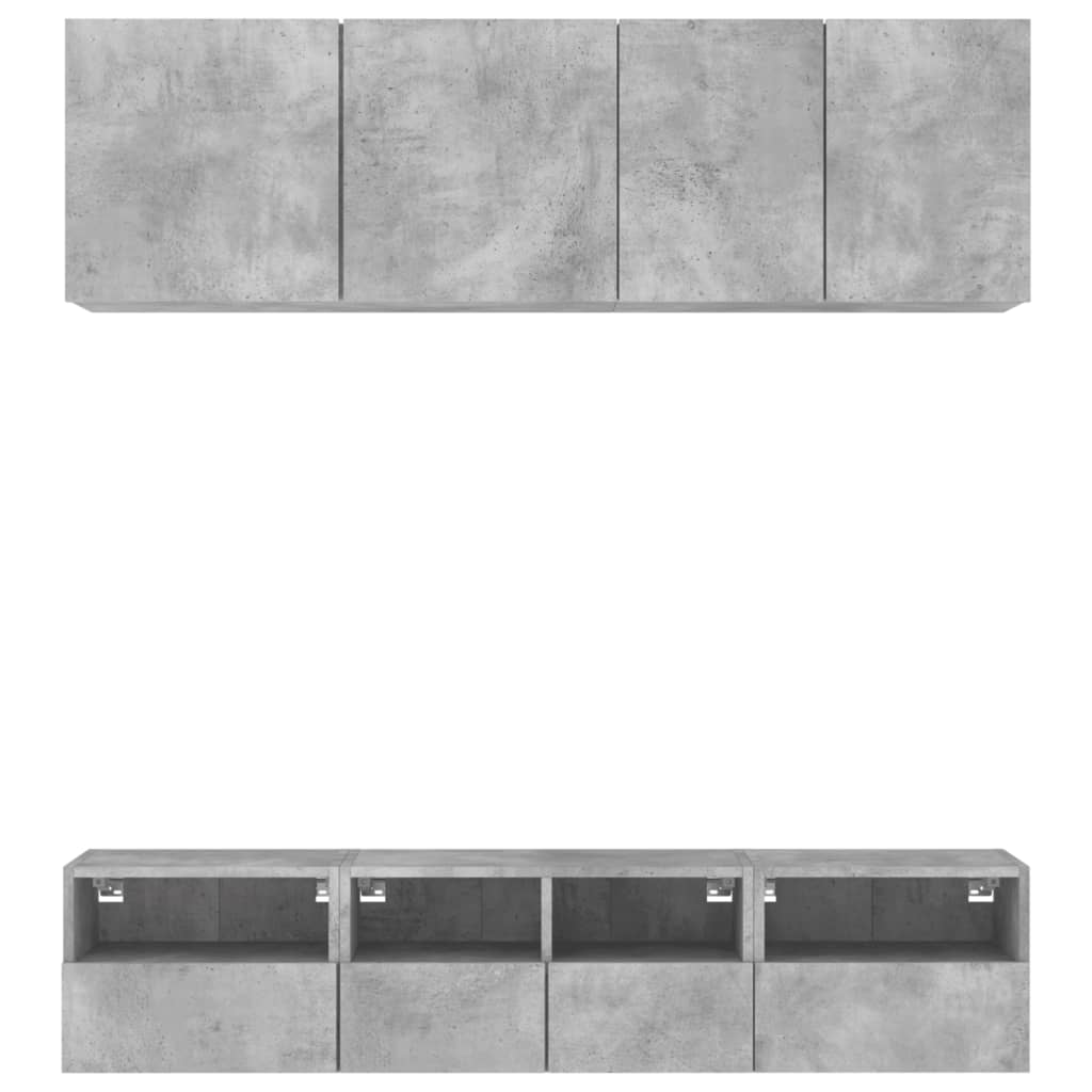 5 Piece TV Wall Units Concrete Grey Engineered Wood