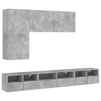 5 Piece TV Wall Cabinets Concrete Grey Engineered Wood