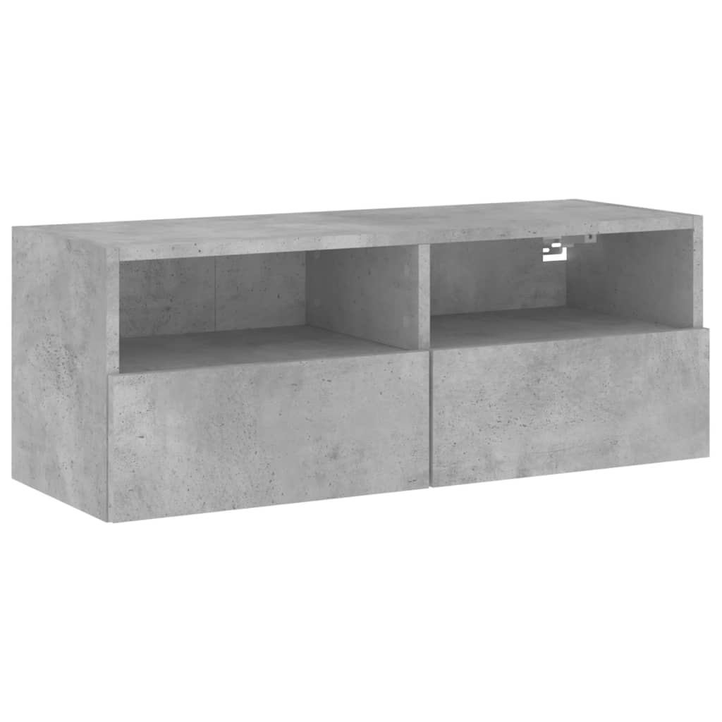 5 Piece TV Wall Cabinets Concrete Grey Engineered Wood