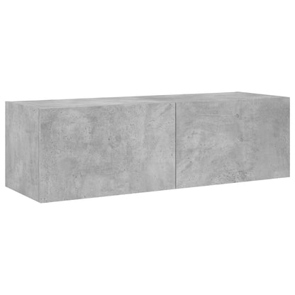 4 Piece TV Wall Cabinets with LED Lights Concrete Grey