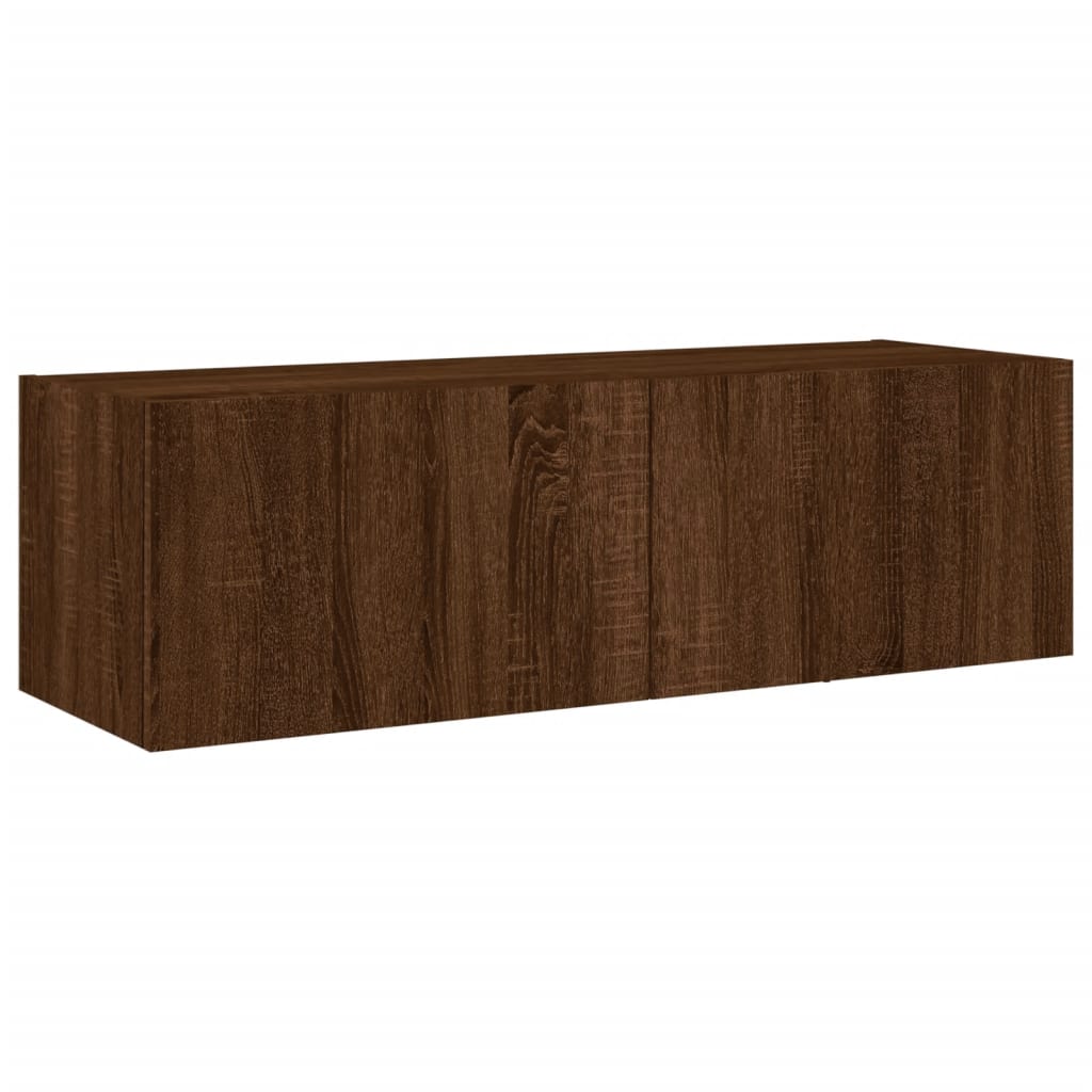 6 Piece TV Wall Cabinets with LED Lights Brown Oak