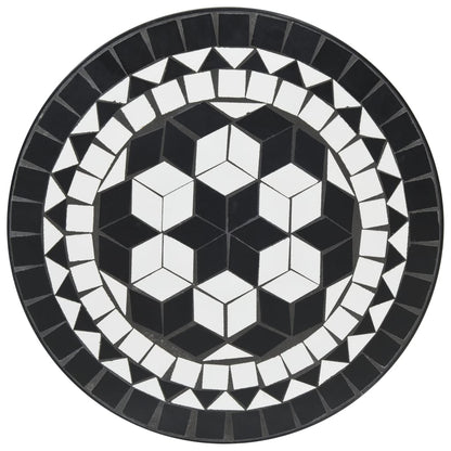 Mosaic Bistro Table Black and White Ø50x70 cm Ceramic