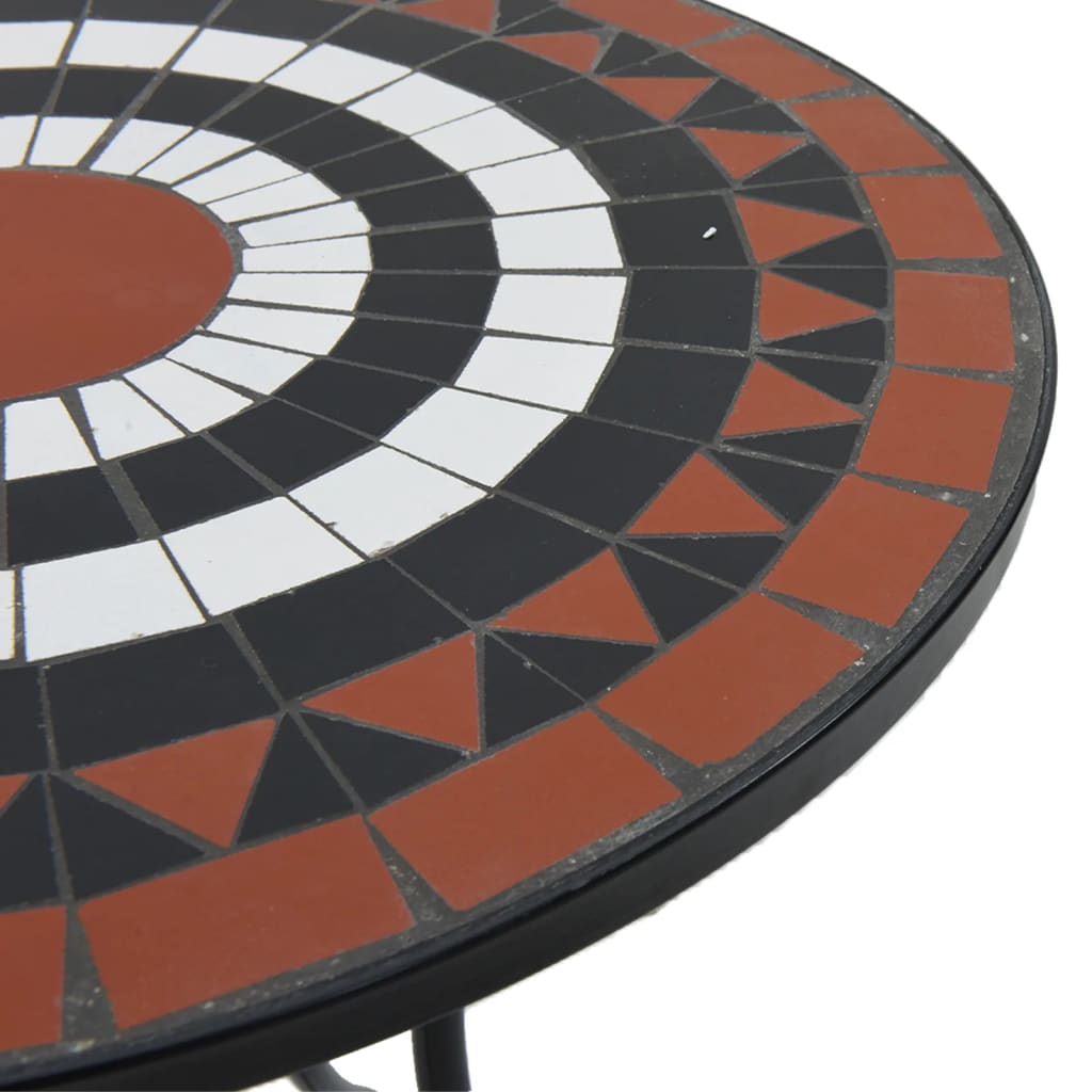 Mosaic Bistro Table Terracotta and White Ø50x70 cm Ceramic