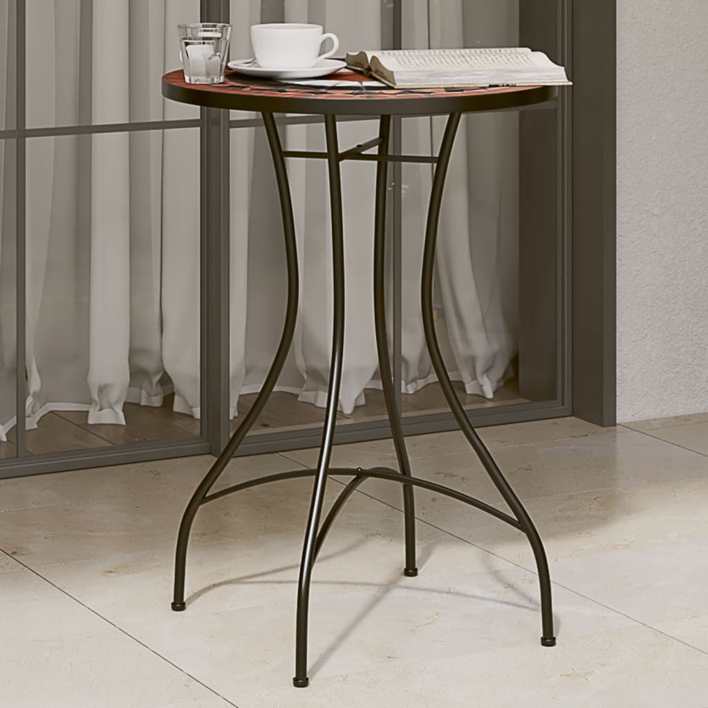 Mosaic Bistro Table Terracotta and White Ø50x70 cm Ceramic