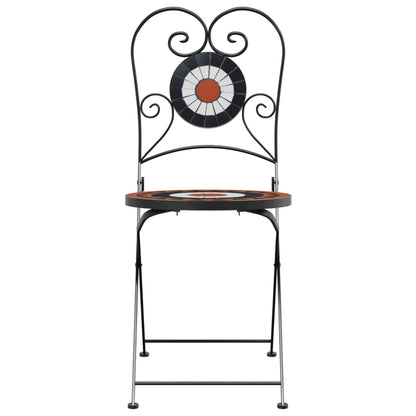 Bistro Chairs Foldable 2 pcs Terracotta and White Ceramic