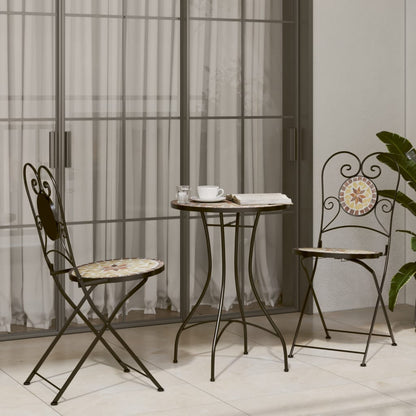 Bistro Chairs Foldable 2 pcs Terracotta and White Ceramic