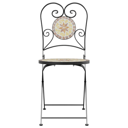 Bistro Chairs Foldable 2 pcs Terracotta and White Ceramic
