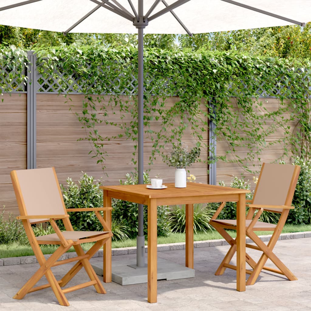 Garden Chairs 2 pcs Taupe Solid Wood Acacia and Fabric