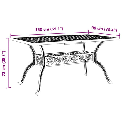 Garden Table Bronze 150x90x72 cm Cast Aluminium