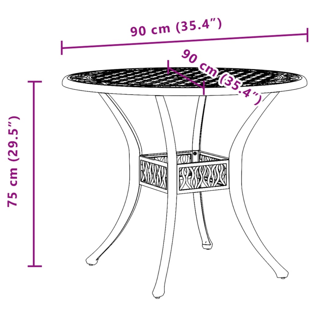 Garden Table Bronze Ø90x75 cm Cast Aluminium