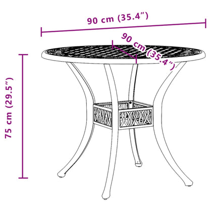 Garden Table Black Ø90x75 cm Cast Aluminium