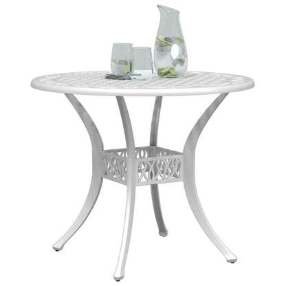 Garden Table White Ø90x75 cm Cast Aluminium