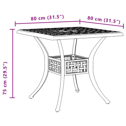 Garden Table Bronze 80x80x75 cm Cast Aluminium