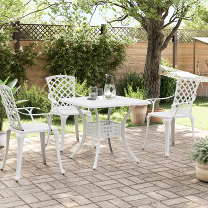 Garden Table White 80x80x75 cm Cast Aluminium